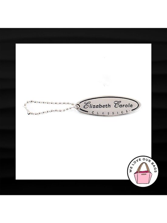 ELIZABETH CAROLE Handbags - ELIZABETH CAROLE CLASSICS OVAL SILVER METAL KEY FOB BAG CHARM KEYCHAIN HANG TAG